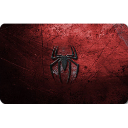 Spiderman logo på rød metal...