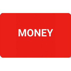 Rødt kort med teksten Money
