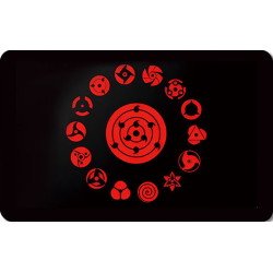 Røde symboler på sort baggrund
